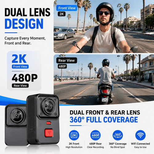Dash cam moto wifi - wifi, 2k