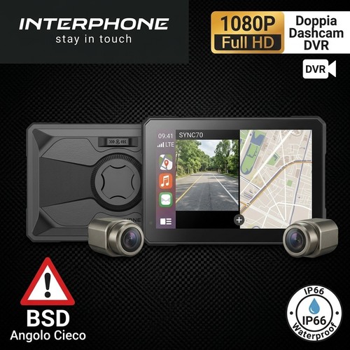 Dashcam moto interphone - moto, sync70